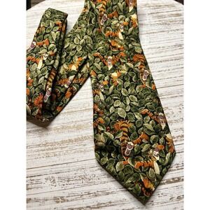 Vintage Walt Disney World Tigger Jungle Men's Silk Tie Green Orange Novelty